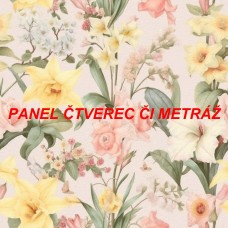 Látkový panel či metráž kolekce KVĚTINY 300-146 Látkový panel či metráž kolekce KVĚTINY 300-146