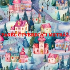 Látkový panel či metráž kolekce KRAJINA, DŮM 311-122 Látkový panel či metráž kolekce KRAJINA, DŮM 311-122