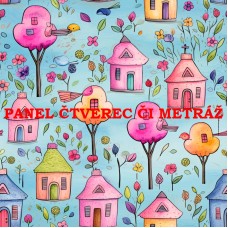 Látkový panel či metráž kolekce KRAJINA, DŮM 311-138 Látkový panel či metráž kolekce KRAJINA, DŮM 311-138