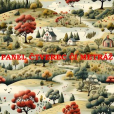 Látkový panel či metráž kolekce KRAJINA, DŮM 311-62 Látkový panel či metráž kolekce KRAJINA, DŮM 311-62