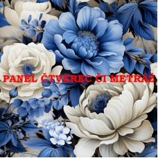 Látkový panel či metráž kolekce MODRÉ KVĚTINY 368-39 Látkový panel či metráž kolekce MODRÉ KVĚTINY 368-39