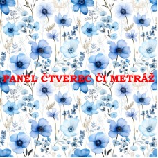 Látkový panel či metráž kolekce MODRÉ KVĚTINY 368-58 Látkový panel či metráž kolekce MODRÉ KVĚTINY 368-58