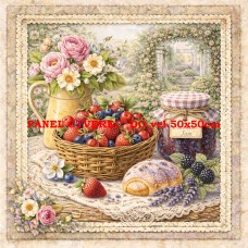 Látkový panel kolekce DENIM LACE FRUIT 497-742 Látkový panel kolekce DENIM LACE FRUIT 497-742