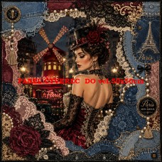 Látkový panel kolekce MOULIN ROUGE PARIS DENIM LACE 631-129 Látkový panel kolekce MOULIN ROUGE PARIS DENIM LACE 631-129