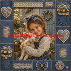 Látkový panel kolekce DREAMS DENIM LACE 631-154 Látkový panel kolekce DREAMS DENIM LACE 631-154