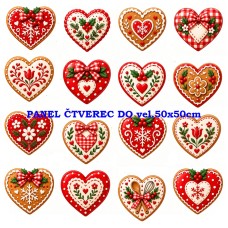 Látkový panel sada kolekce VÁNOCE - SRDÍČKA 640-1456 Látkový panel sada kolekce VÁNOCE - SRDÍČKA 640-1456