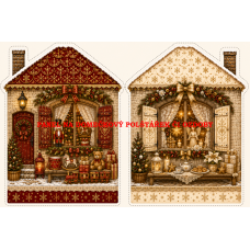 Panel na VÁNOČNÍ DOMEČKOVÝ POLŠTÁŘEK / OZDOBY 641-54 Panel na VÁNOČNÍ DOMEČKOVÝ POLŠTÁŘEK / OZDOBY 641-54
