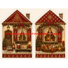 Panel na VÁNOČNÍ DOMEČKOVÝ POLŠTÁŘEK / OZDOBY 641-58 Panel na VÁNOČNÍ DOMEČKOVÝ POLŠTÁŘEK / OZDOBY 641-58