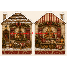 Panel na VÁNOČNÍ DOMEČKOVÝ POLŠTÁŘEK / OZDOBY 641-60 Panel na VÁNOČNÍ DOMEČKOVÝ POLŠTÁŘEK / OZDOBY 641-60