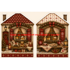 Panel na VÁNOČNÍ DOMEČKOVÝ POLŠTÁŘEK / OZDOBY 641-62 Panel na VÁNOČNÍ DOMEČKOVÝ POLŠTÁŘEK / OZDOBY 641-62