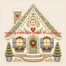 Panel na VÁNOČNÍ DOMEČKOVÝ POLŠTÁŘEK / OZDOBY 641-81 Panel na VÁNOČNÍ DOMEČKOVÝ POLŠTÁŘEK / OZDOBY 641-81