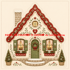 Panel na VÁNOČNÍ DOMEČKOVÝ POLŠTÁŘEK / OZDOBY 641-82 Panel na VÁNOČNÍ DOMEČKOVÝ POLŠTÁŘEK / OZDOBY 641-82