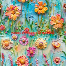 Látkový panel  či metráž kolekce COLORFUL - KVĚTINY  590-270