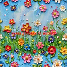 Látkový panel  či metráž kolekce COLORFUL - KVĚTINY  590-276