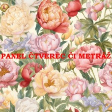 Látkový panel  či metráž kolekce KVĚTINY  300-110
