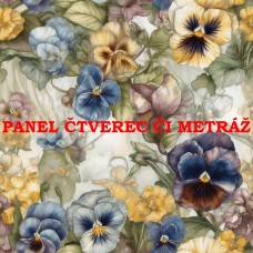 Látkový panel  či metráž kolekce KVĚTINY  300-115