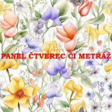 Látkový panel  či metráž kolekce KVĚTINY  300-134