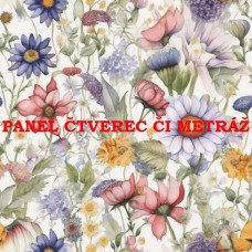 Látkový panel  či metráž kolekce KVĚTINY  300-135