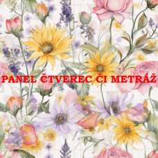 Látkový panel  či metráž kolekce KVĚTINY  300-138