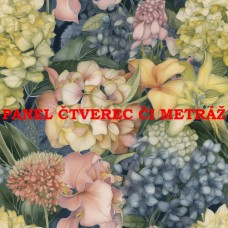 Látkový panel  či metráž kolekce KVĚTINY  300-40