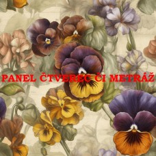 Látkový panel  či metráž kolekce KVĚTINY  300-45