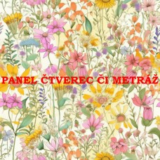 Látkový panel  či metráž kolekce KVĚTINY  300-75