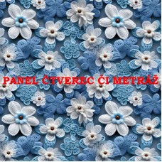 Látkový panel  či metráž kolekce MODRÉ KVĚTINY  368-11
