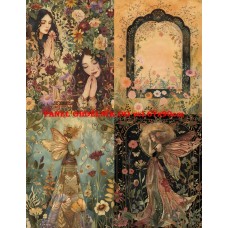 Látkový panel - sada - kolekce MAGICKÝ LES  - MYSTICKÉ VÍLY 399-80