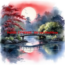 Látkový panel - kolekce JAPONSKÁ ZAHRADA 610-11
