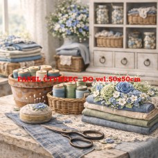 Látkový panel  kolekce DENIM  GARDEN – SHABBY  COTTAGE  614-471