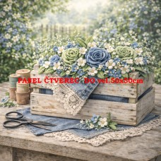 Látkový panel  kolekce DENIM  GARDEN – SHABBY  COTTAGE  614-482