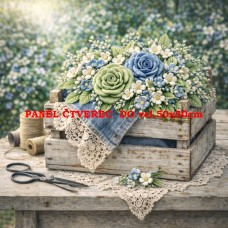 Látkový panel  kolekce DENIM  GARDEN – SHABBY  COTTAGE  614-490