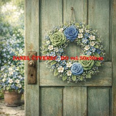 Látkový panel  kolekce DENIM  GARDEN – SHABBY  COTTAGE  614-492