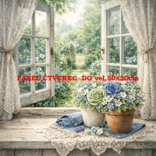 Látkový panel  kolekce DENIM  GARDEN – SHABBY  COTTAGE  614-494
