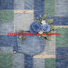 Látkový panel  kolekce DENIM  GARDEN – SHABBY  COTTAGE  614-499