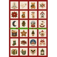 Látkový panel sada kolekce VÁNOCE - na adventní kalendář, pexeso, ozdoby atd.  640-406 / zrcadlově na ozdoby k 403