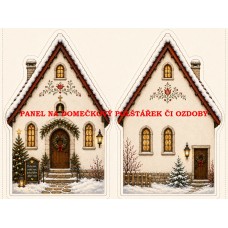 Panel na VÁNOČNÍ DOMEČKOVÝ POLŠTÁŘEK / OZDOBY   641-39