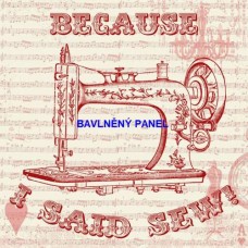 BAVLNĚNÝ PANEL Šicí stroj 15x15 cm ZPF310