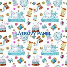 BAVLNĚNÝ PANEL Šicí stroj 15x15 cm ZPF314