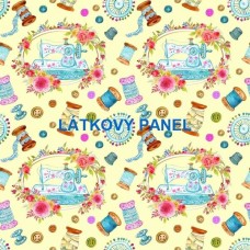 BAVLNĚNÝ PANEL Šicí stroj 15x15 cm ZPF315