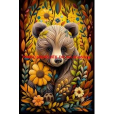 BAVLNĚNÝ PANEL medvěd 17x25 cm lpz398