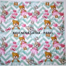 BAVLNĚNÝ PANEL - 16 x 16 cm KOLEKCE ROZTOMILÍ MEDVÍDCI - FCM146
