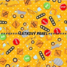 BAVLNĚNÝ PANEL - KOLEKCE STAVEBNÍ STROJE - 47x47 cm SS20
